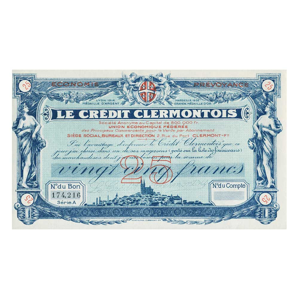 Bon de 25 Francs 1923 - Crédit Clermontois