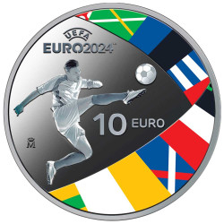10 Euro Argent Espagne BE 2024 colorisée - Euro Football 2024
