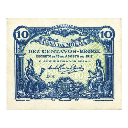 10 Centavos Portugal 1917 - Allégories d’hommes et femmes