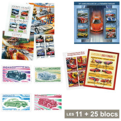 Lot des 25 blocs-feuillets + 11 timbres voitures