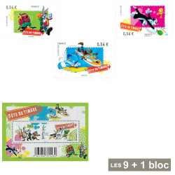 9 timbres + 1 bloc-feuillet...