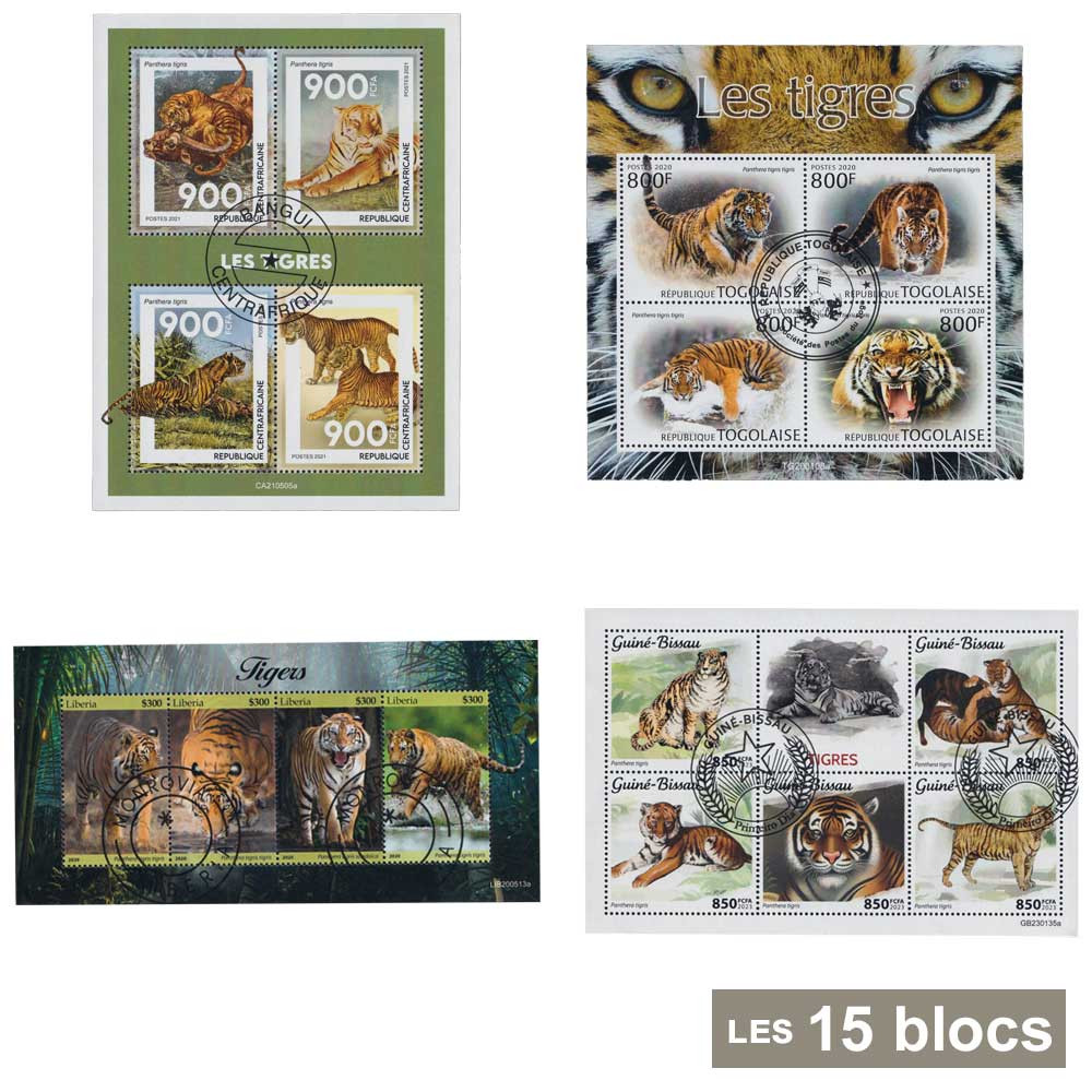 15 blocs-feuillets tigre