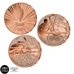 Lot 3 x 1/4 Euro Cupronickel France 2021 -  Team France Natation - Tennis fauteuil