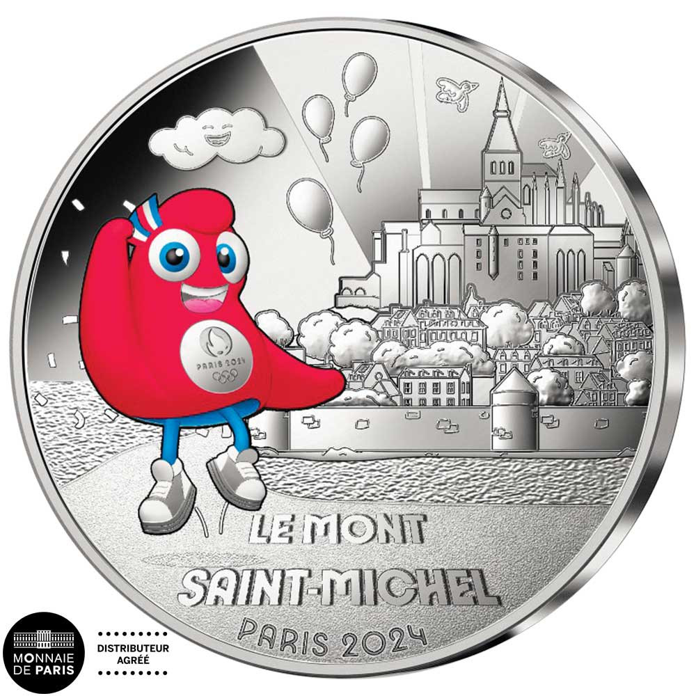 10 Euro Argent France 2024 colorisée - Le Mont-Saint-Michel