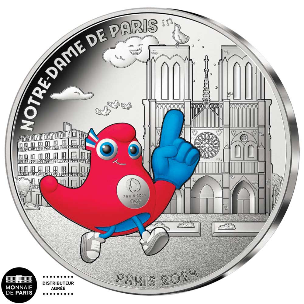 10 Euro Argent France 2024 colorisée - Notre-Dame de Paris