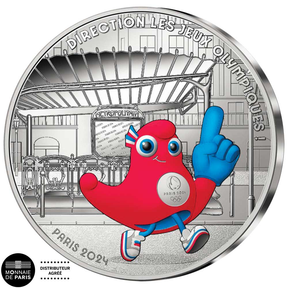 50 Euro Argent France 2024 colorisée - Direction les Jeux olympiques