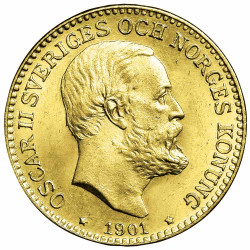 10 Couronnes Or Suède 1901...