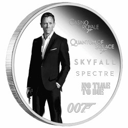 1 Dollar Argent Tuvalu BE 2024 colorisée - James Bond - Daniel Craig