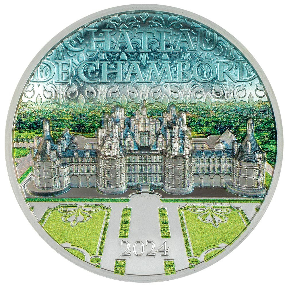 10 Dollars Argent Cook BE 2024 colorisée - Château de Chambord