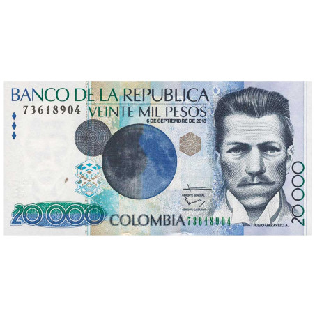 20 000 Pesos Colombie 2013 - Julio Garavito Armero