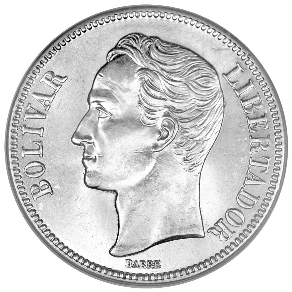 5 Bolivar Argent Venezuela - Simon Bolivar