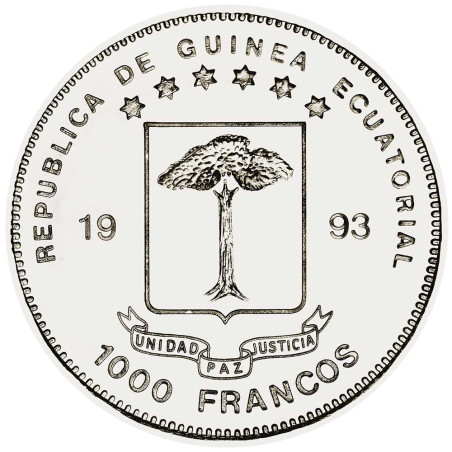 1 000 Francs Guinée équatoriale colorisée - Stegosaurus (2)