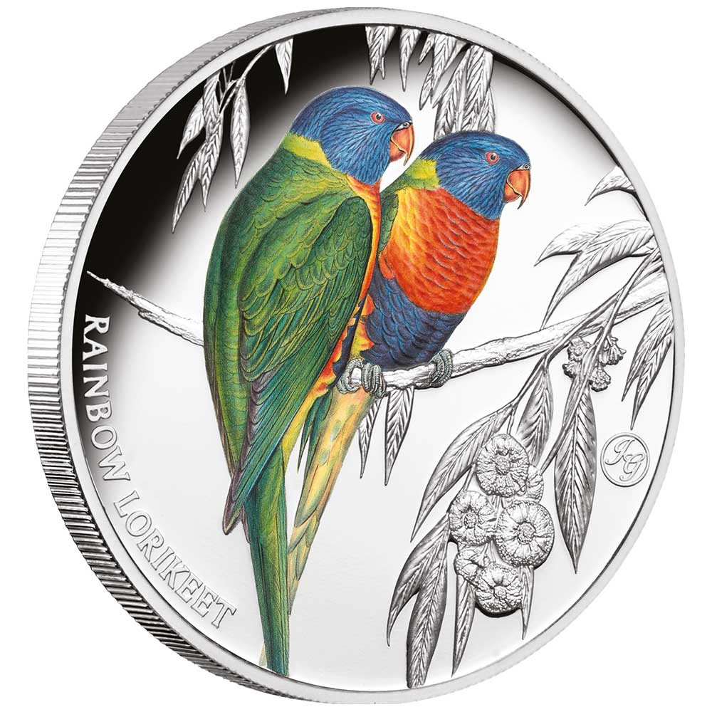 1 Dollar Argent BE 2024 colorisée - Loriquets arc-en-ciel
