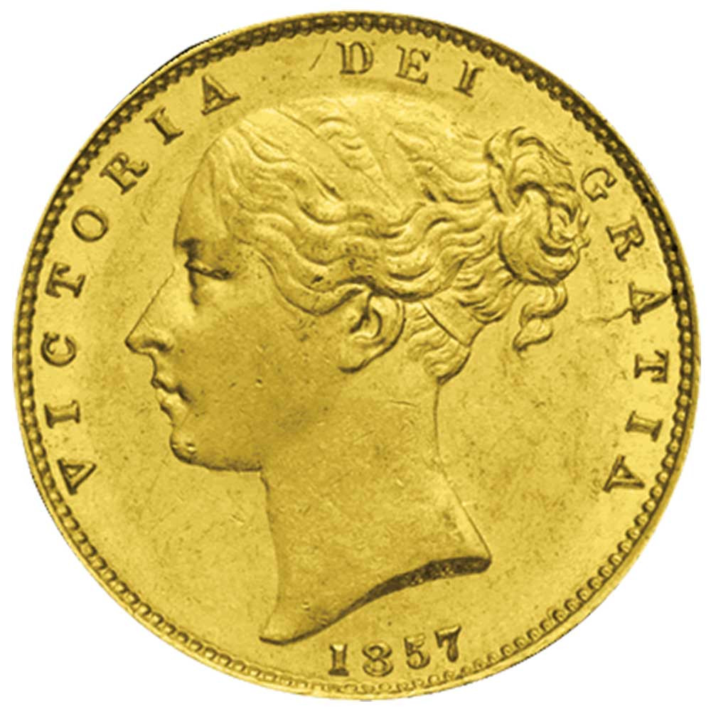 Souverain Or Victoria - Tête jeune revers écusson