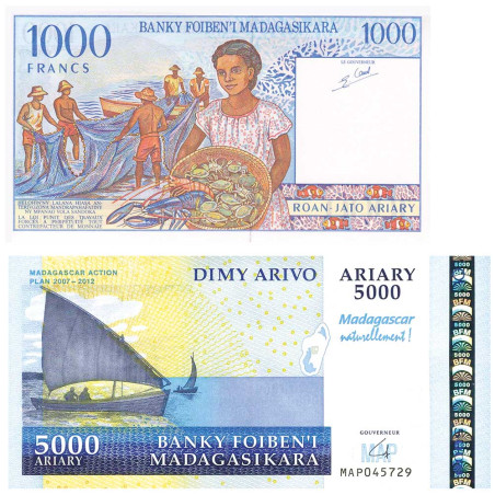Lot de 2 billets Madagascar (2)