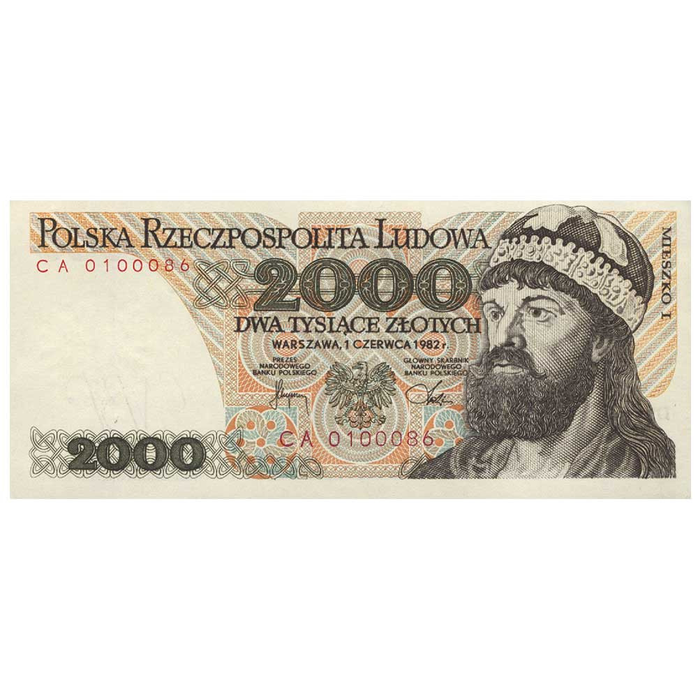 2 000 Zloty Pologne 1982 - Mieszko Ier, premier prince de Pologne