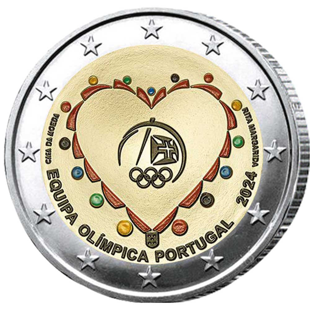 2 Euro Portugal BE couleur 2024 - Jeux Olympiques d’été 2024