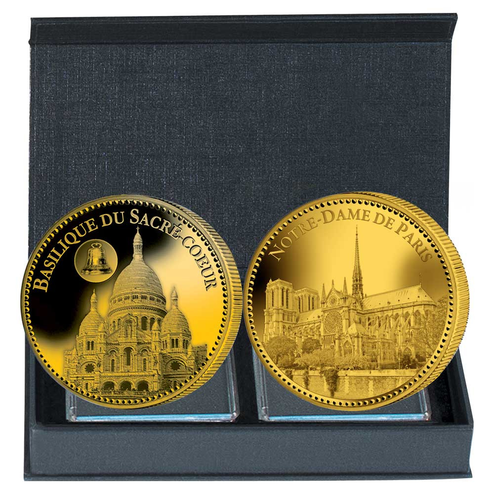 Coffret Sacré doré à l’Or fin - Basilique du Sacré-Cœur et Notre-Dame de Paris