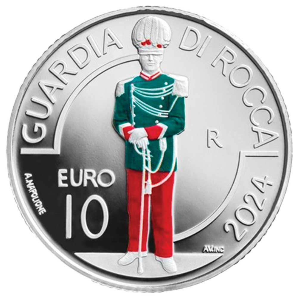 10 Euro Argent Saint-Marin BE 2024 colorisée - Garde de la forteresse