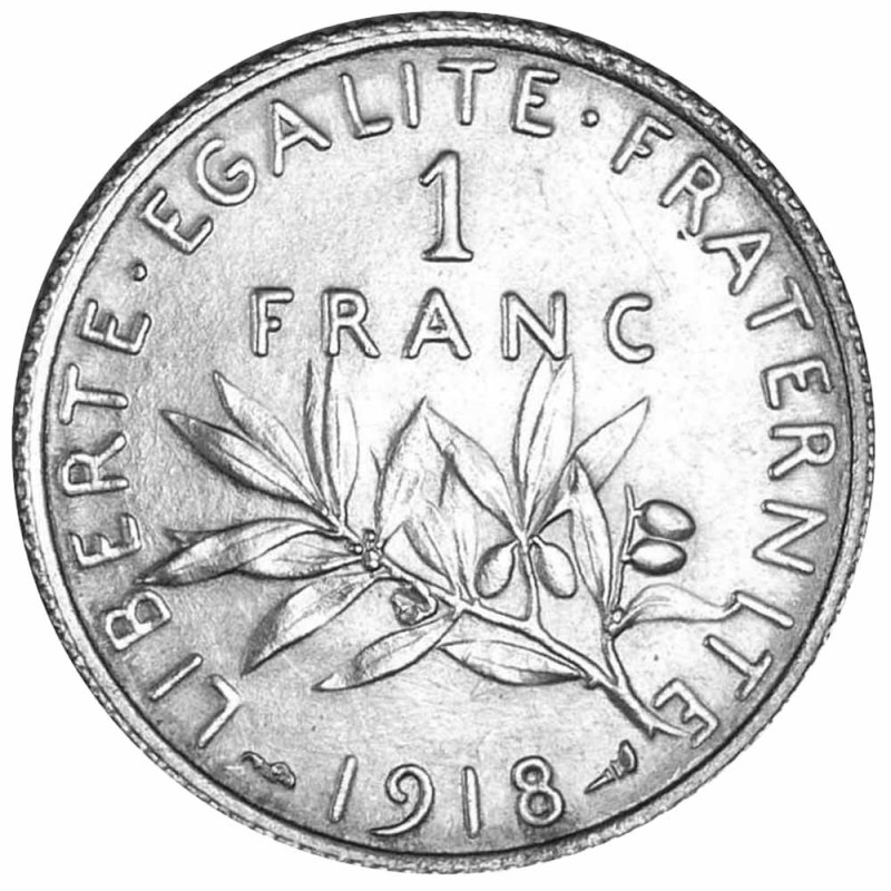 Pièce De 1 Franc Argent 1918 Semeuse - Frappe Forte - 3ème République - Collection Monnaie Française