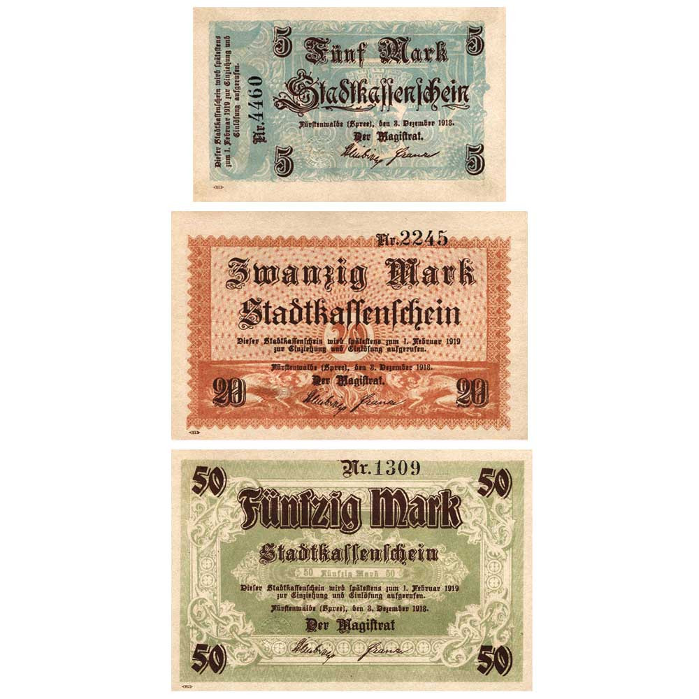 Lot 3 billets Allemagne 1918-1919