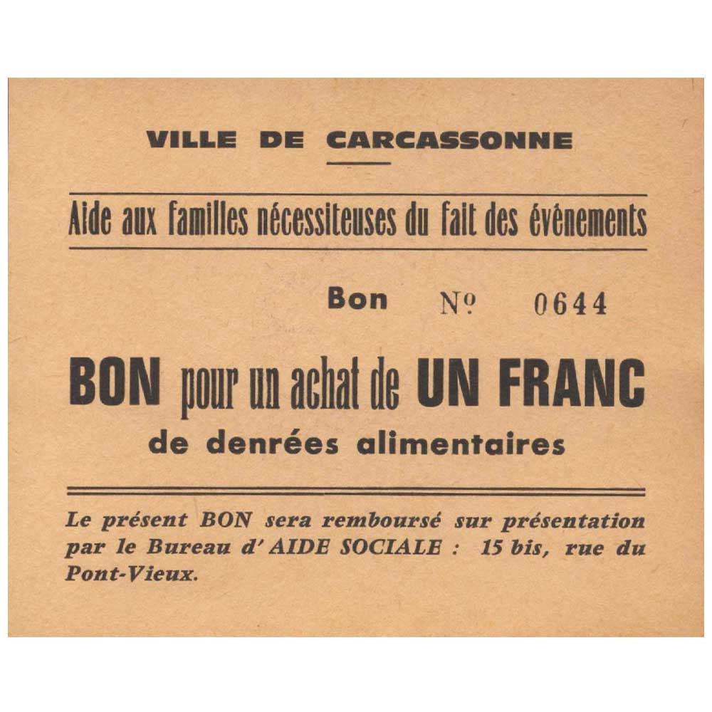 Bon pour achat de 1 Franc - Carcassonne