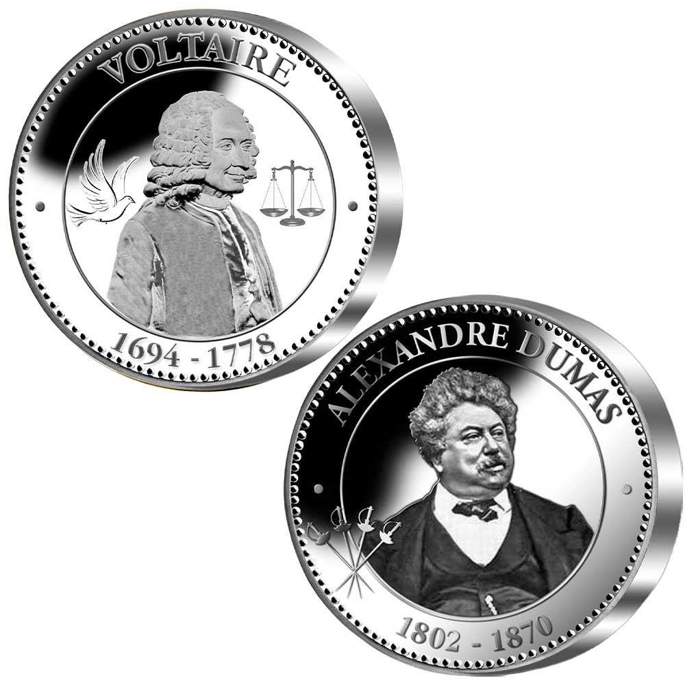 Coffret 2 pièces de collection Argent BE - Voltaire - Dumas