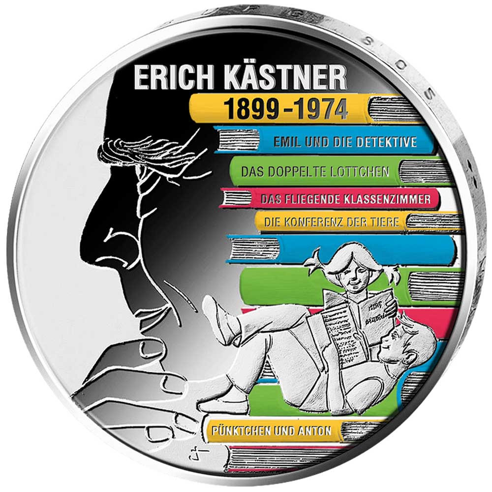 20 Euro Argent  Allemagne BU 2024 colorisée - Erich Kästner