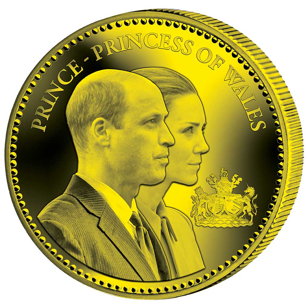 Pièce de collection dorée - Prince et Princesse de Galles