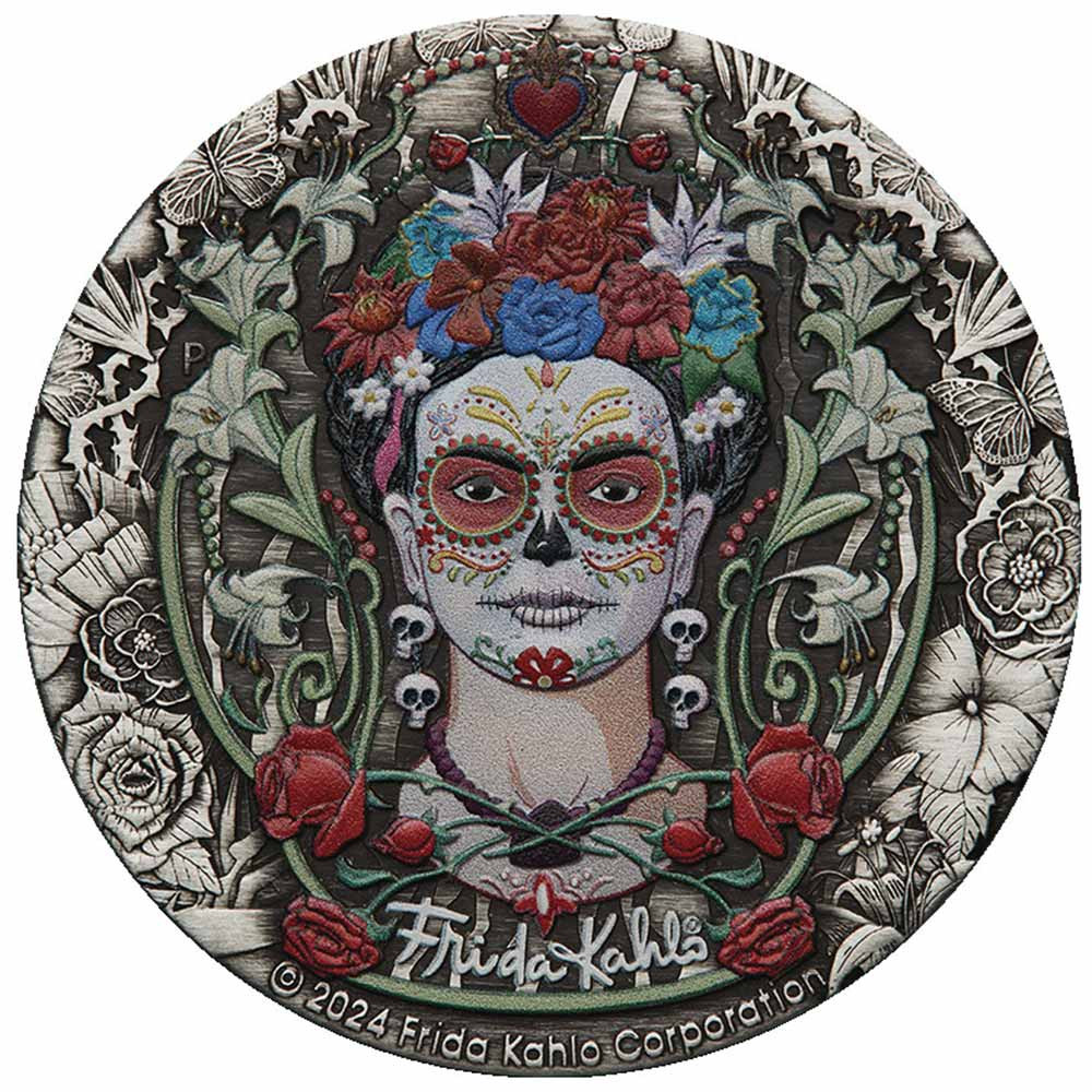 2 Dollars Argent Tuvalu 2024 colorisée - Frida Kahlo