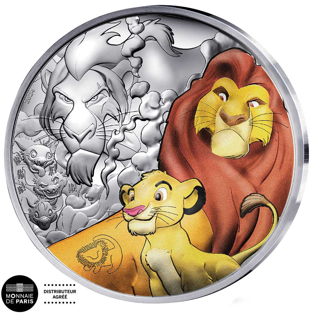 50 Euro Argent France BE 2024 colorisée - Le Roi Lion