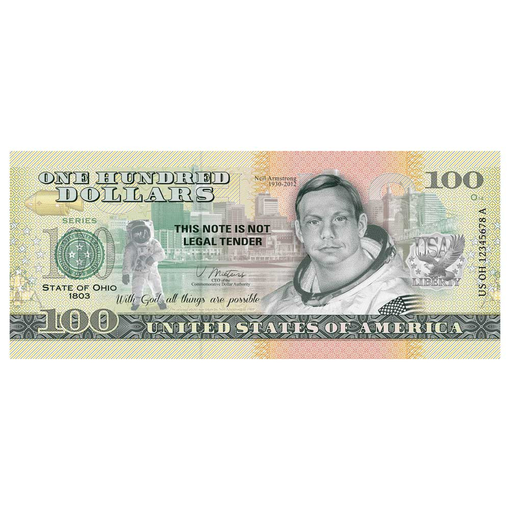 Billet Souvenir 100 Dollars USA - Neil Amstrong