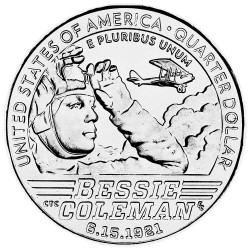 1/4 Dollar USA 2023 - Bessie Coleman 1re aviatrice afro-américaine (2)