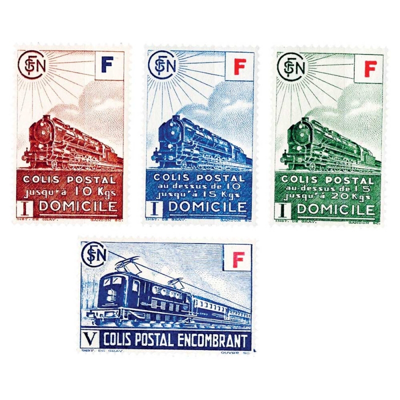 4 timbres Colis postaux - Trésor du Patrimoine