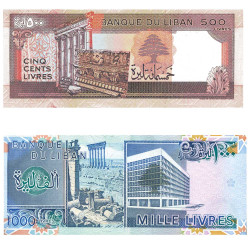 500 et 1000 Livres Liban 1988