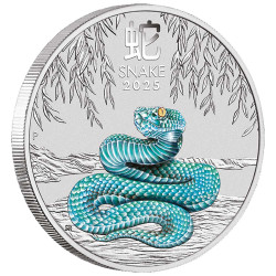 25 Cents Argent Australie BU 2025 colorisée - Serpent