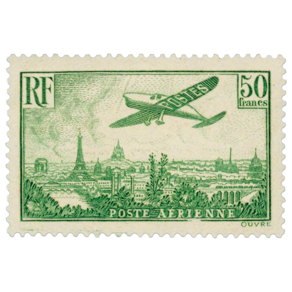 1 timbre poste aérienne 50F vert 1936