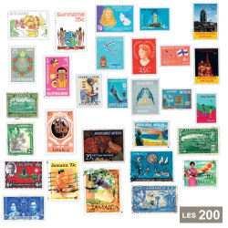 Lot 200 timbres îles Caraïbes