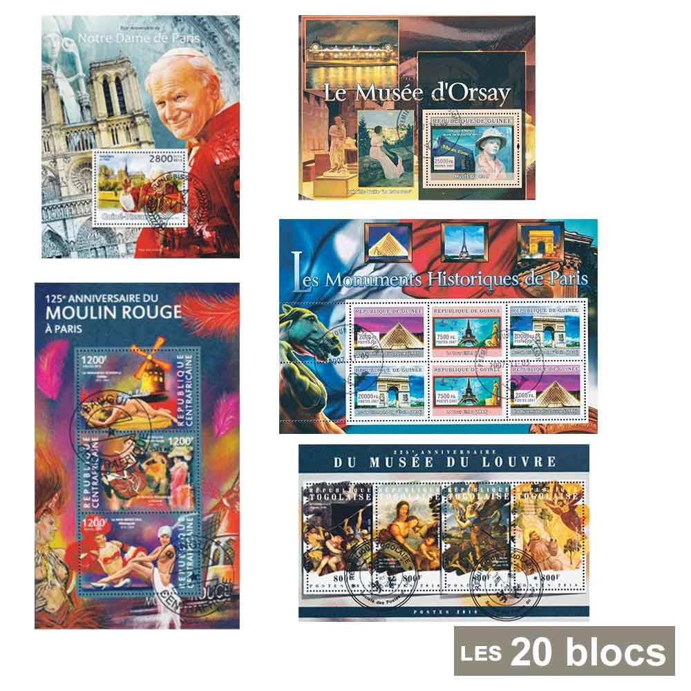 20 blocs-feuillets monuments parisiens