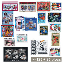 Lot 25 blocs-feuillets + 125 timbres - Noël