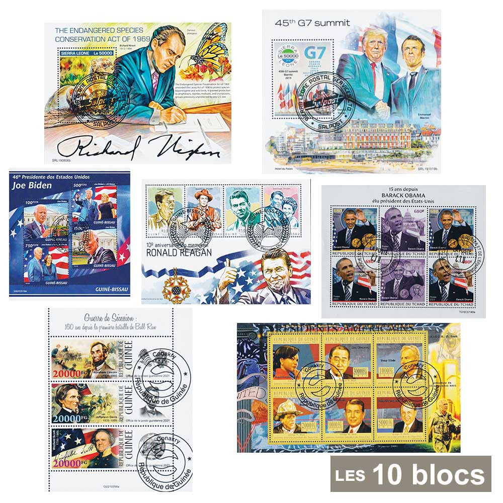 10 blocs-feuillets présidents américains