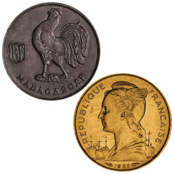 Lot 1 et 10 Francs Madagascar