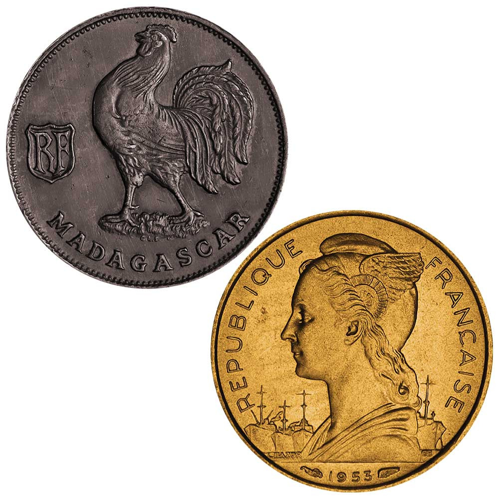 Lot 1 et 10 Francs Madagascar