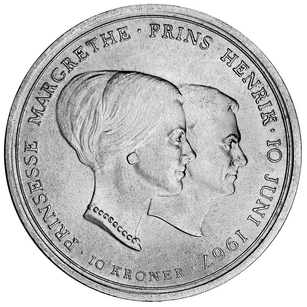 10 Couronnes Argent Danemark BU 1967 - Mariage Margrethe et Henri
