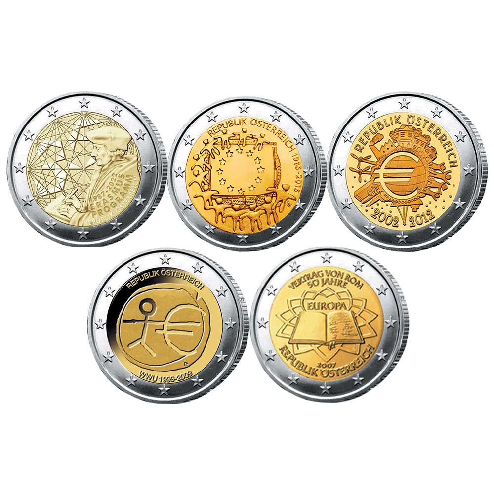 Lot 5 x 2 Euro Autriche Programmes communs