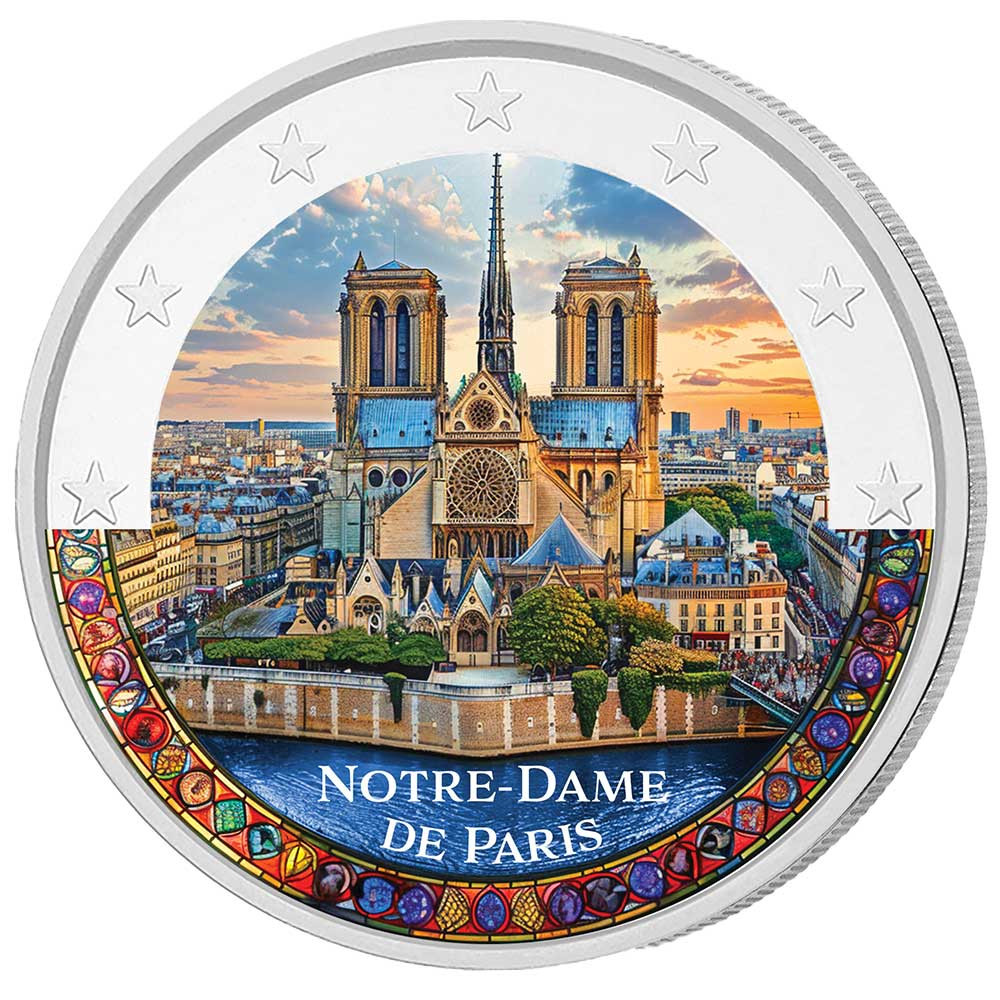 2 Euro Notre-Dame de Paris colorisée