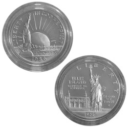 Lot 1 Dollar + 1/2 Dollar Argent USA BE 1986