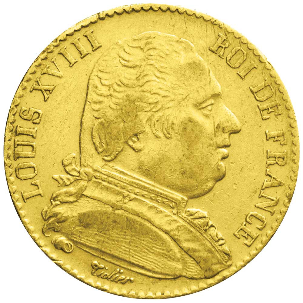20 Francs Or Louis XVIII (Première Restauration) Buste Vêtu - 1815A