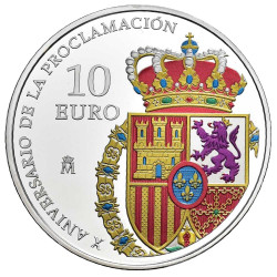 10 Euro Argent Espagne BE 2024 colorisée - 10 ans du règne de Philippe VI