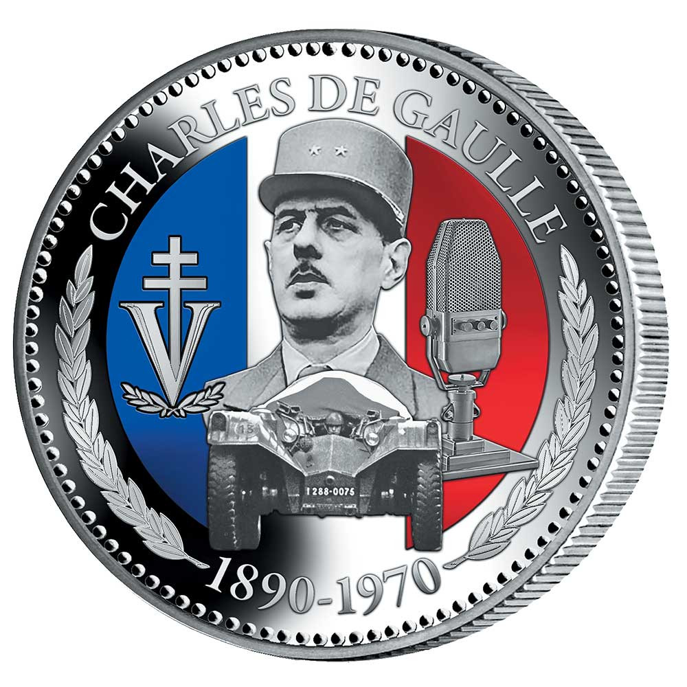 Pièce de collection colorisée - Charles de Gaulle